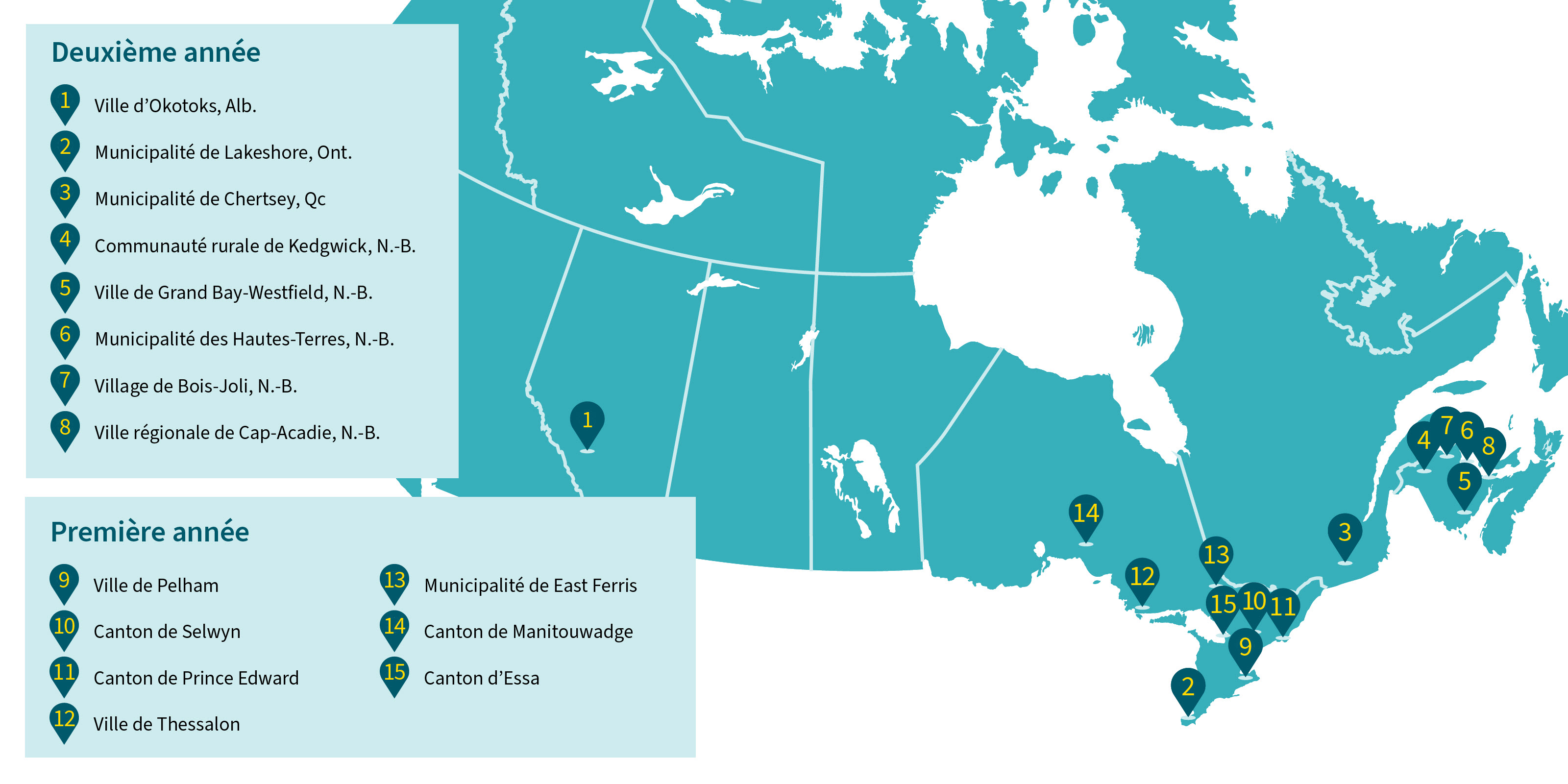 Map of 2023 and 2024 Canadian winners